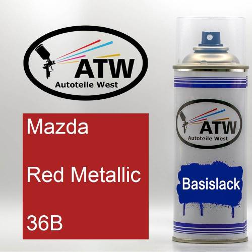 Mazda, Red Metallic, 36B: 400ml Sprühdose, von ATW Autoteile West.